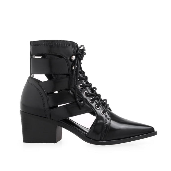 privileged by j.c. dossier Nick Black Cut-Out Lace-Up Boot