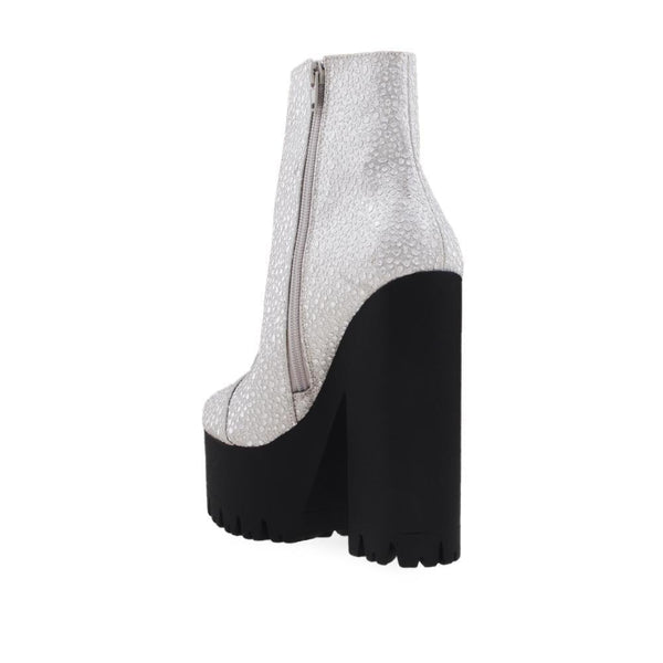 Privileged By J.c. Dossier Odiana Silver Rhinestone Platform Bootie