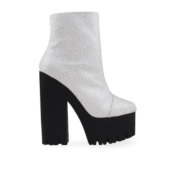 privileged by j.c. dossier Odiana Silver Rhinestone Platform Bootie