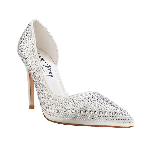 Privileged By J.c. Dossier Ola White Rhinestone Pump