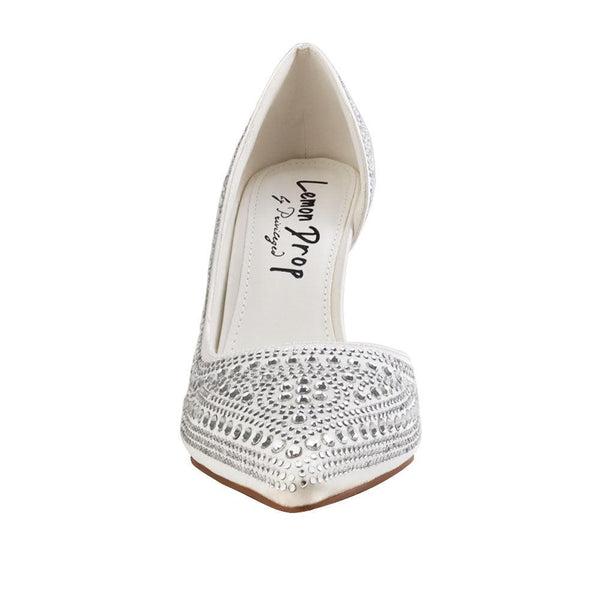 Privileged By J.c. Dossier Ola White Rhinestone Pump