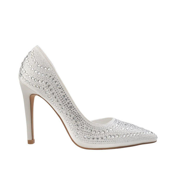 privileged by j.c. dossier Ola White Rhinestone Pump