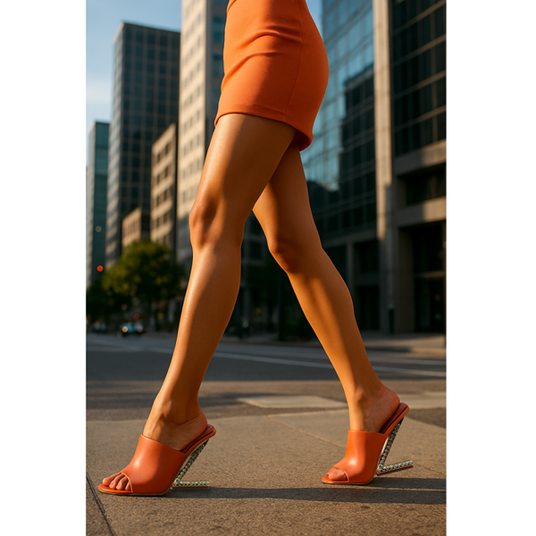 Privileged By J.c. Dossier Orlia Orange Heel – Bold Statement Shoe