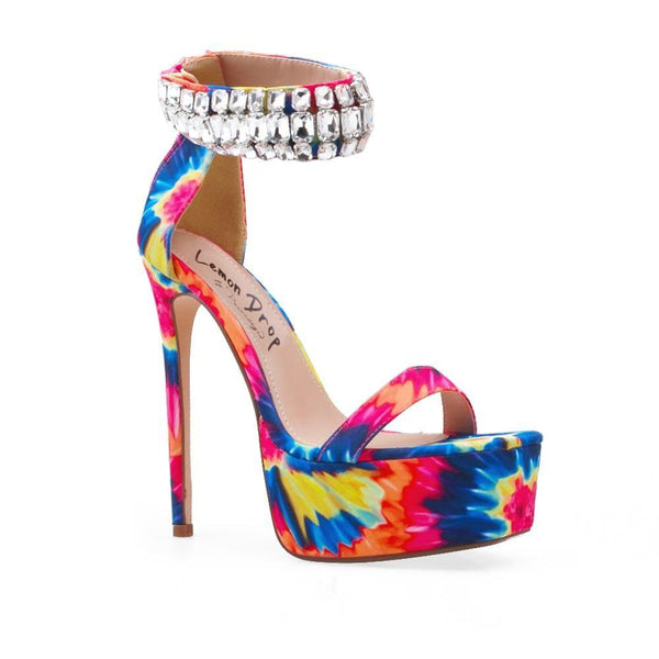Privileged By J.c. Dossier Paean Neon Rhinestone Platform Heels