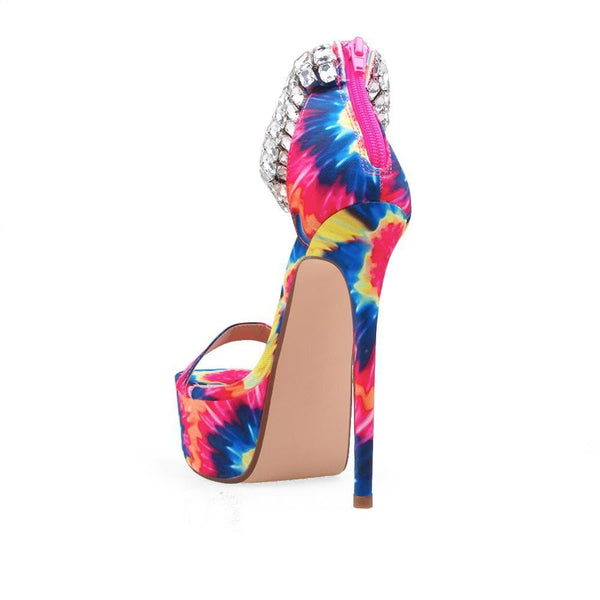 Privileged By J.c. Dossier Paean Neon Rhinestone Platform Heels