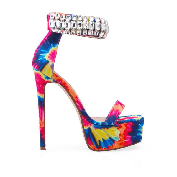privileged by j.c. dossier Paean Neon Rhinestone Platform Heels