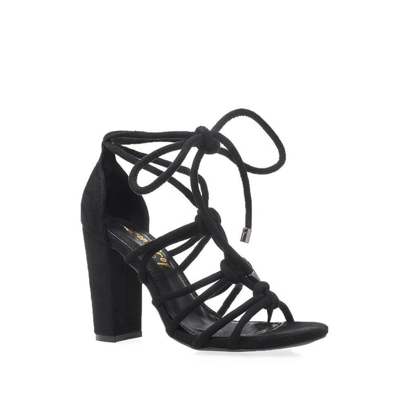 Privileged By J.c. Dossier Paisleyy Black Strappy Heel