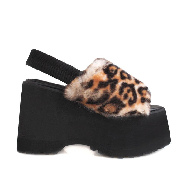 privileged by j.c. dossier Paladin Leopard Faux Fur Platform