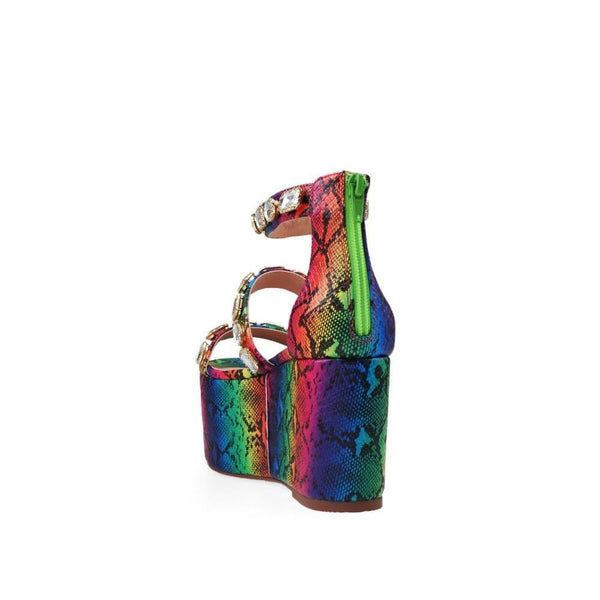 Privileged By J.c. Dossier Paloona Rainbow Rhinestone Platform Sandals