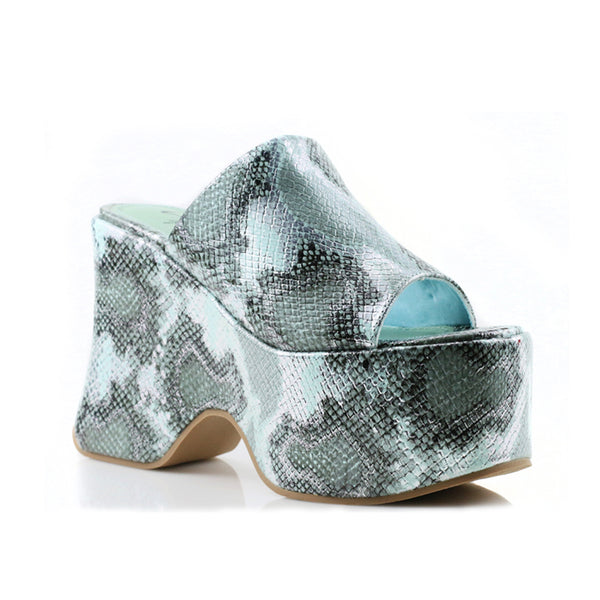 Privileged By J.c. Dossier Pandorus Blue Snakeskin Platform