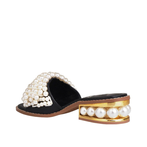 Privileged By J.c. Dossier Pearl Embellished Flats With Block Heel