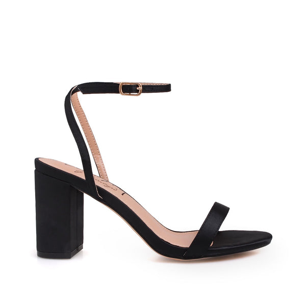 privileged by j.c. dossier Pendry Black Satin Heel | Bold & Timeless