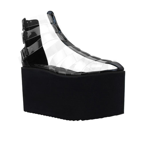 Privileged By J.c. Dossier Pest Black Clear Platform Shoes