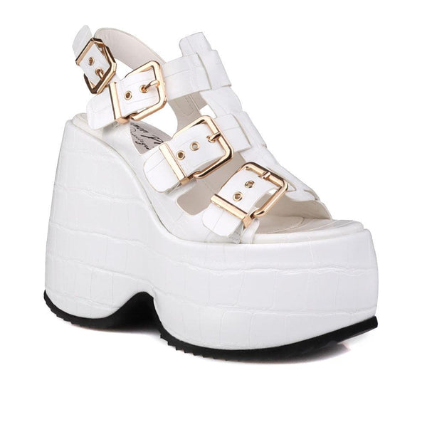 Privileged By J.c. Dossier Petrina White Platform Heels