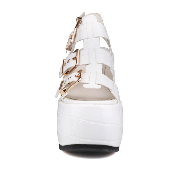 Privileged By J.c. Dossier Petrina White Platform Heels