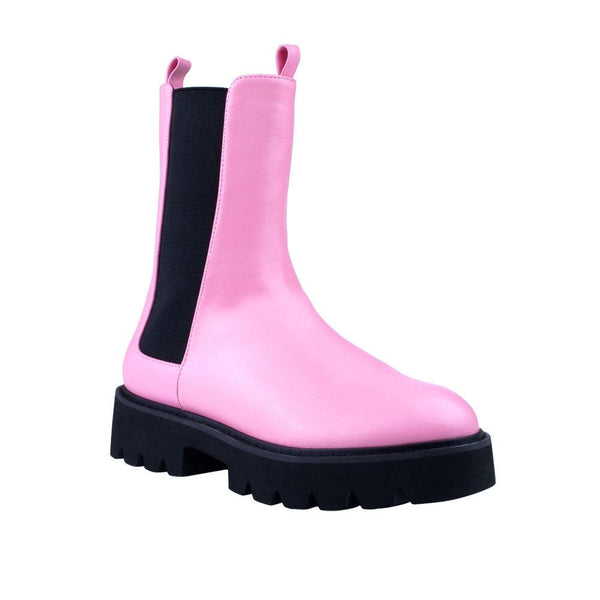 Privileged By J.c. Dossier Pink Printed Vegan Leather Bootie