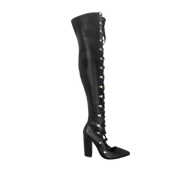 Privileged By J.c. Dossier Pollie Blue Lace-Up Thigh-High Boot