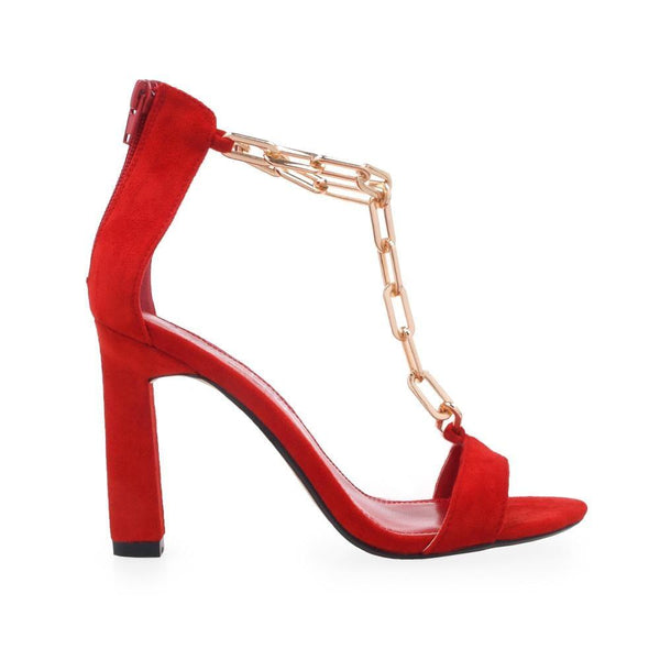 privileged by j.c. dossier Prato Red Vegan Suede Heels