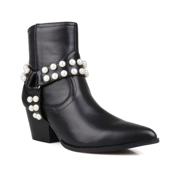 Privileged By J.c. Dossier Prejean Black Pearl-Embellished Bootie