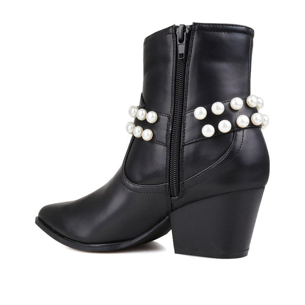 Privileged By J.c. Dossier Prejean Black Pearl-Embellished Bootie