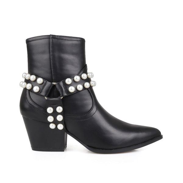 privileged by j.c. dossier Prejean Black Pearl-Embellished Bootie