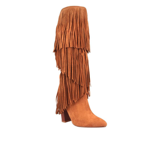 Privileged By J.c. Dossier Premium Vegan Suede Fringe Boot