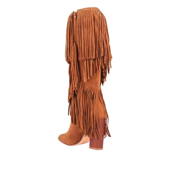 Privileged By J.c. Dossier Premium Vegan Suede Fringe Boot