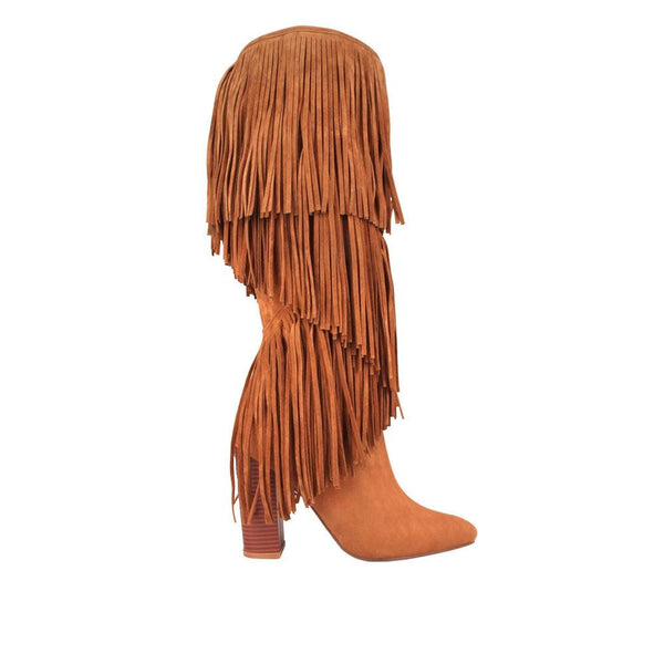 privileged by j.c. dossier Premium Vegan Suede Fringe Boot