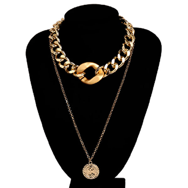 Privileged By J.c. Dossier Bold Gold Charm Necklace