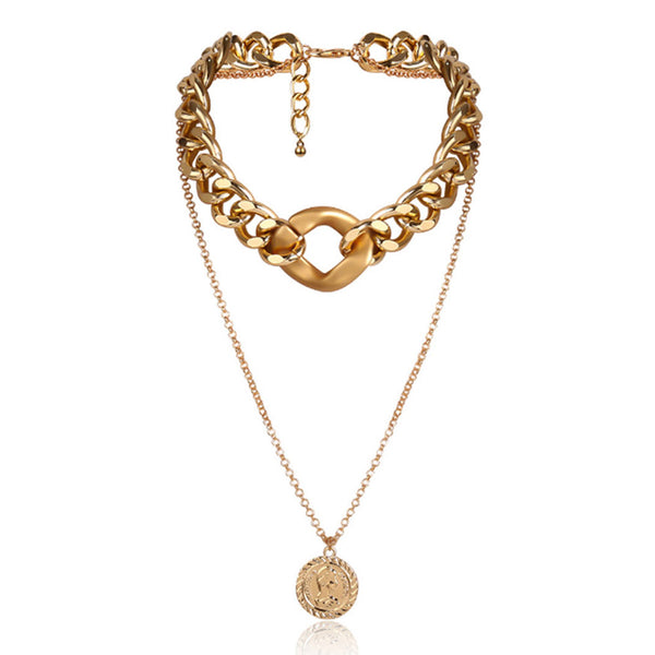 Privileged By J.c. Dossier Bold Gold Charm Necklace