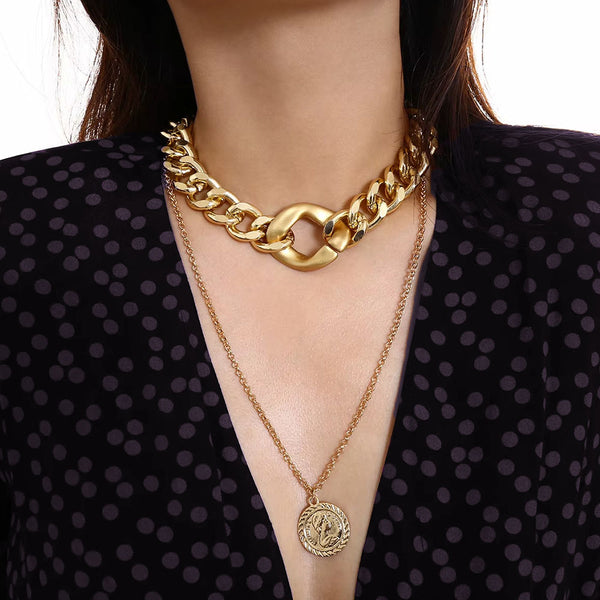 privileged by j.c. dossier Bold Gold Charm Necklace