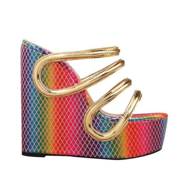 privileged by j.c. dossier Kamilia Rainbow Wedge