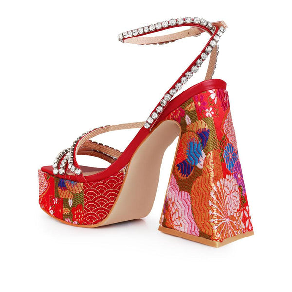 Privileged By J.c. Dossier Kayla Red Platform Heels