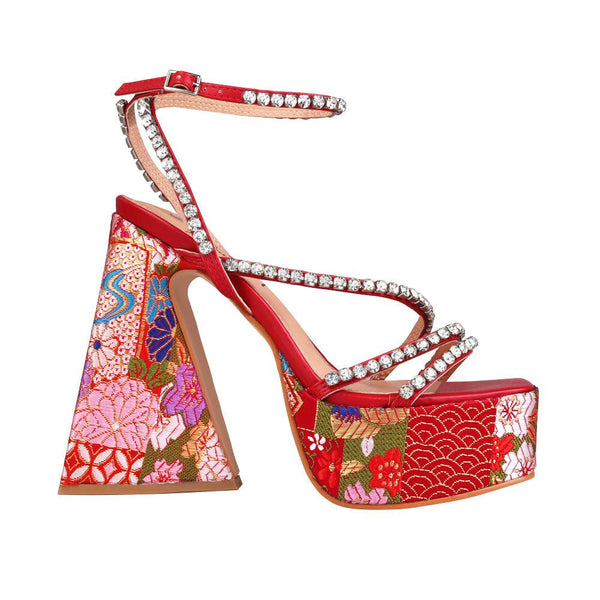 privileged by j.c. dossier Kayla Red Platform Heels