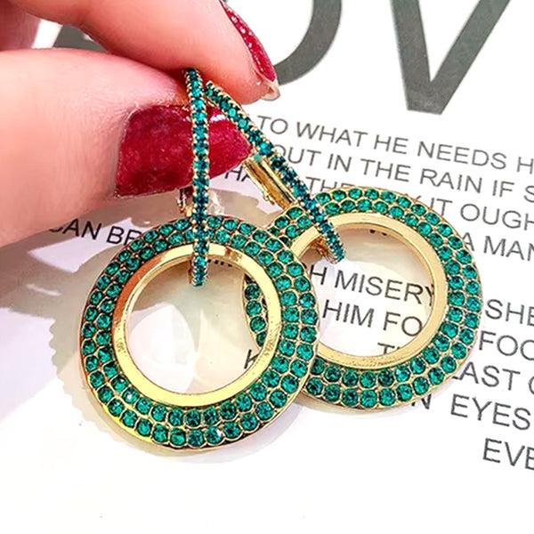 Privileged By J.c. Dossier Krystal Earrings In Teal