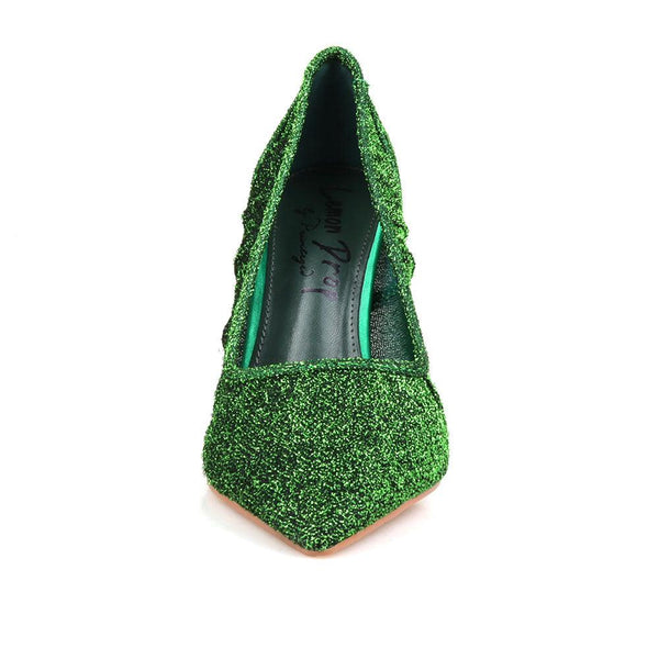 Privileged By J.c. Dossier Megin Green Glitter Pump