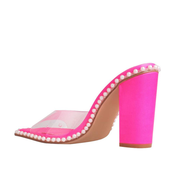 Privileged By J.c. Dossier Power Pink Vinyl Heels