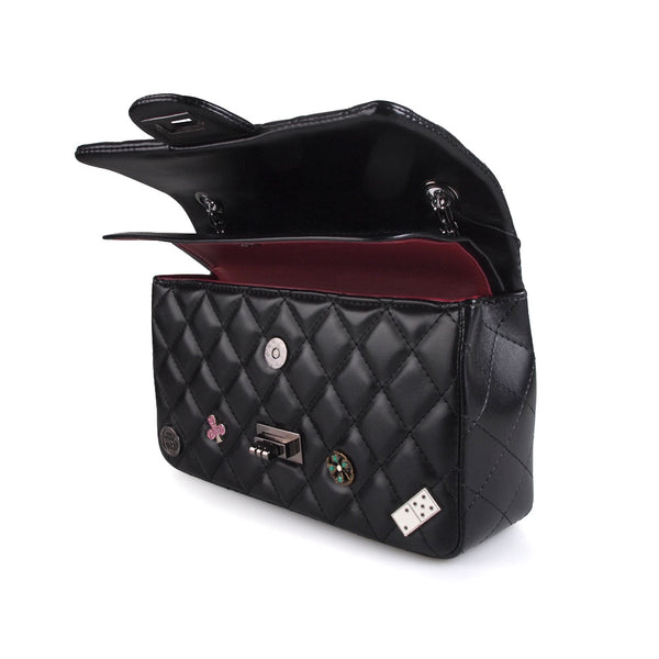 Privileged By J.c. Dossier Promise Purse Black Quilted Vegan Leather