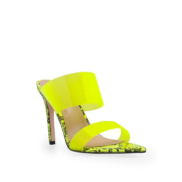Privileged By J.c. Dossier Pront Neon Yellow Platform Heels