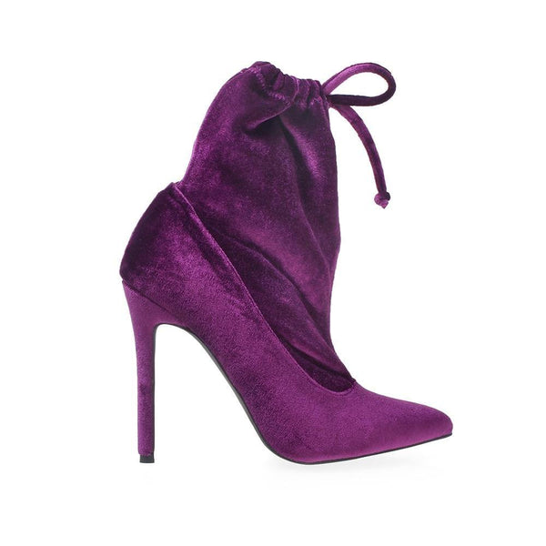 Privileged By J.c. Dossier Purple Velvet Lace-Up Heels