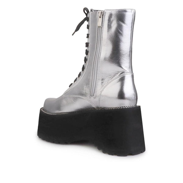 Privileged By J.c. Dossier Quintessa Silver Platform Bootie