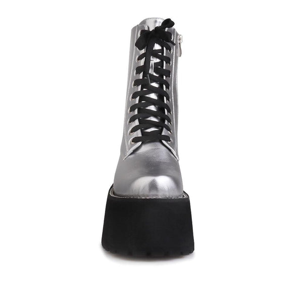 Privileged By J.c. Dossier Quintessa Silver Platform Bootie