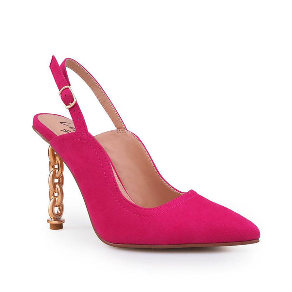Privileged By J.c. Dossier Quoba Pink Heel With Chain Detail