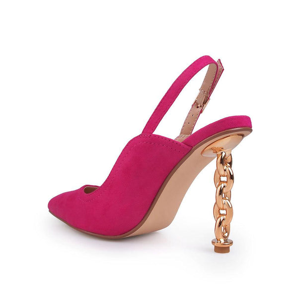 Privileged By J.c. Dossier Quoba Pink Heel With Chain Detail