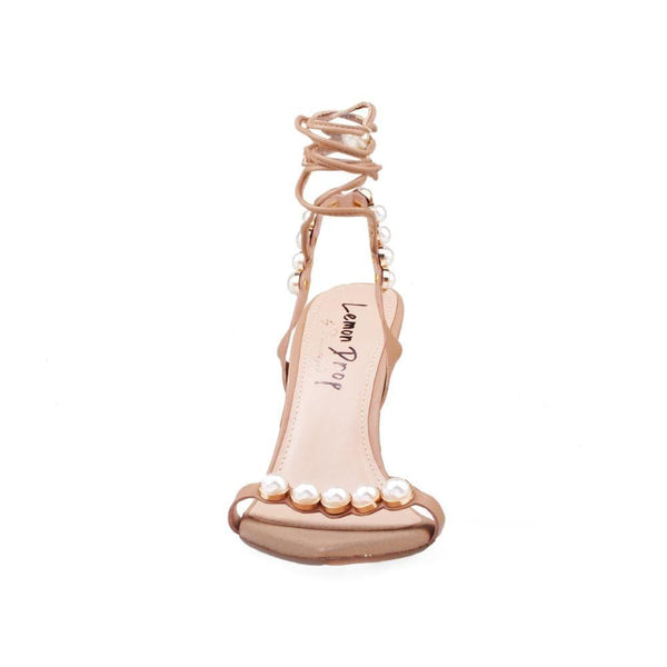 Privileged By J.c. Dossier Rainey Nude Pearl Strap Heel
