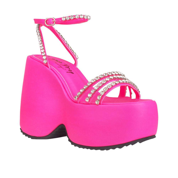 Privileged By J.c. Dossier Ramsey Pink Rhinestone Platform Sandals