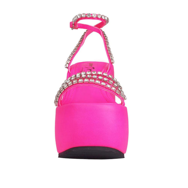 Privileged By J.c. Dossier Ramsey Pink Rhinestone Platform Sandals