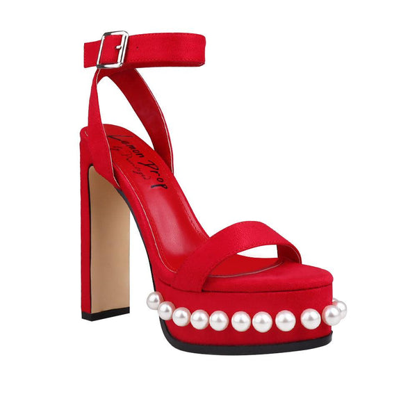 Privileged By J.c. Dossier Red Platform Heels Anemone