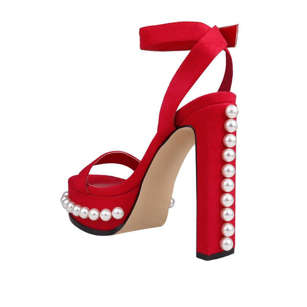 Privileged By J.c. Dossier Red Platform Heels Anemone