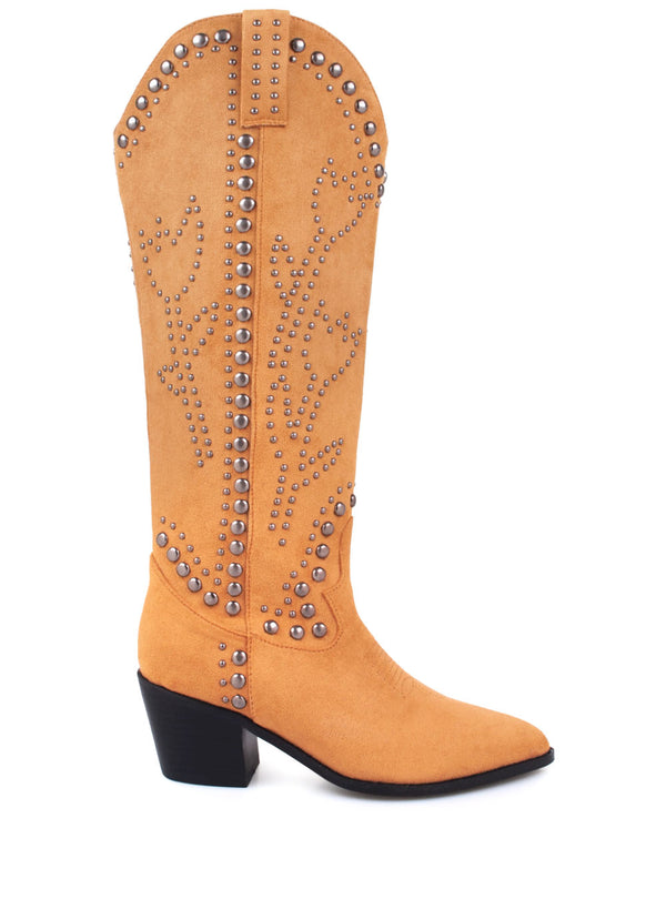 Privileged By J.c. Dossier Reece Black Studded Suede Knee High Boot